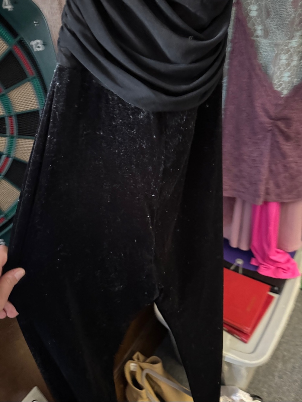 BOZZOLO Black Ruched Front Jumpsuit with velour bottoms - Picture 10 of 10